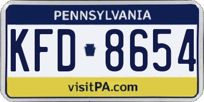 PA license plate KFD8654