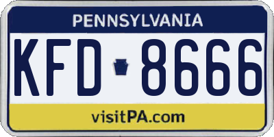 PA license plate KFD8666