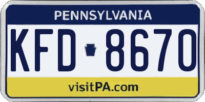 PA license plate KFD8670