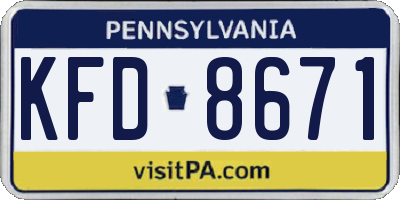 PA license plate KFD8671