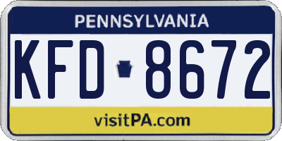 PA license plate KFD8672