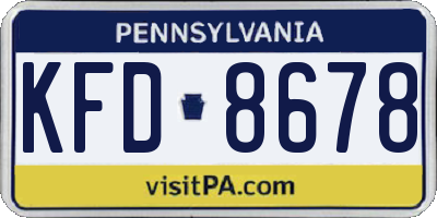 PA license plate KFD8678