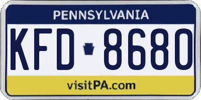PA license plate KFD8680