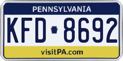 PA license plate KFD8692