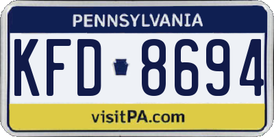 PA license plate KFD8694