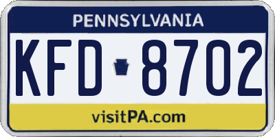 PA license plate KFD8702
