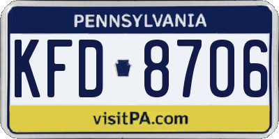 PA license plate KFD8706
