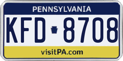 PA license plate KFD8708