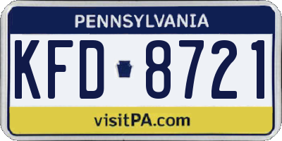 PA license plate KFD8721