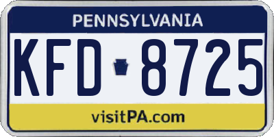 PA license plate KFD8725