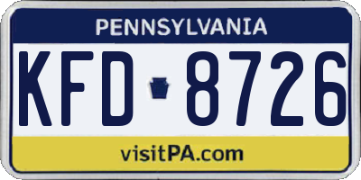 PA license plate KFD8726