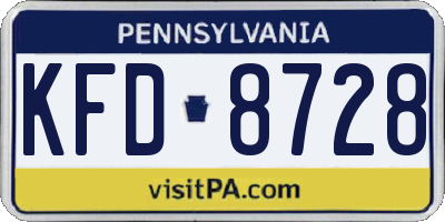 PA license plate KFD8728