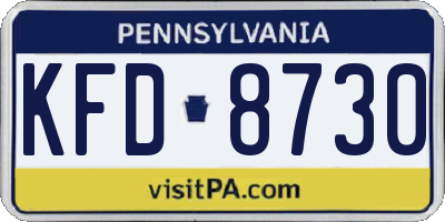PA license plate KFD8730