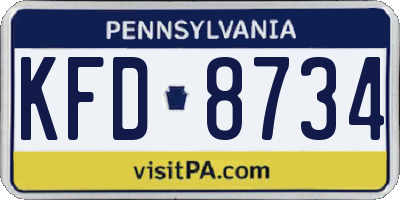 PA license plate KFD8734