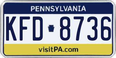 PA license plate KFD8736