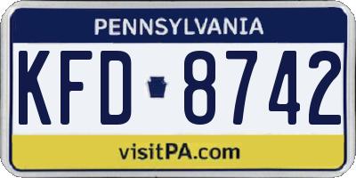 PA license plate KFD8742
