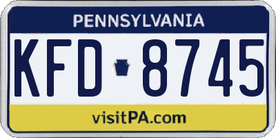PA license plate KFD8745