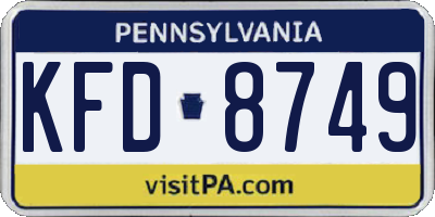 PA license plate KFD8749