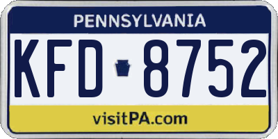 PA license plate KFD8752