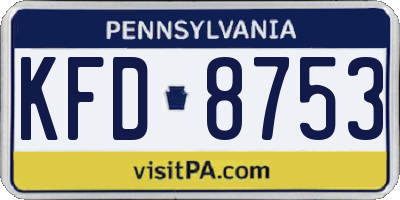 PA license plate KFD8753