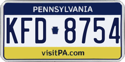 PA license plate KFD8754