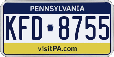 PA license plate KFD8755