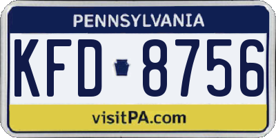 PA license plate KFD8756
