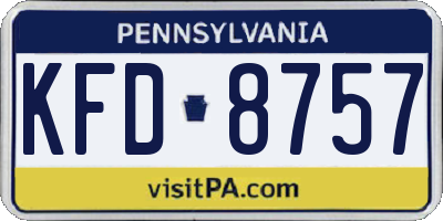 PA license plate KFD8757