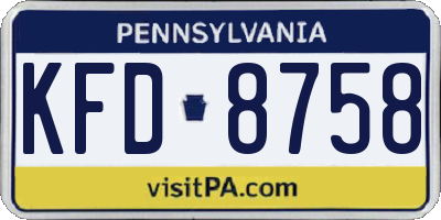 PA license plate KFD8758