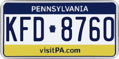 PA license plate KFD8760