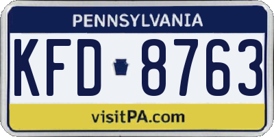 PA license plate KFD8763