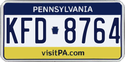 PA license plate KFD8764