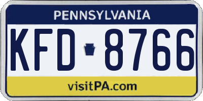 PA license plate KFD8766