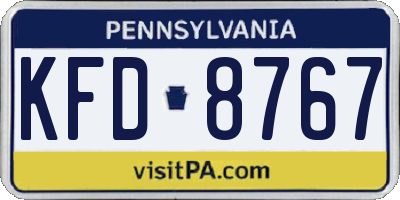 PA license plate KFD8767
