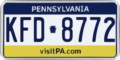PA license plate KFD8772