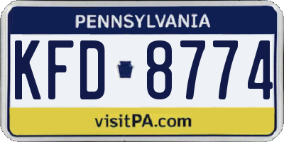 PA license plate KFD8774