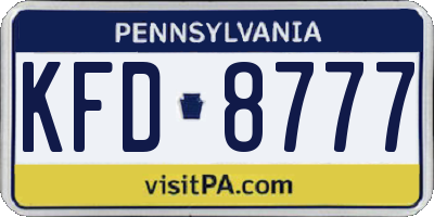 PA license plate KFD8777