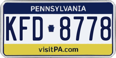 PA license plate KFD8778