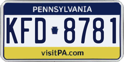 PA license plate KFD8781
