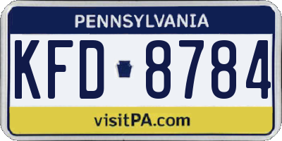 PA license plate KFD8784