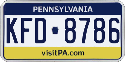 PA license plate KFD8786