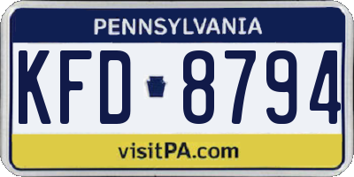 PA license plate KFD8794