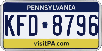 PA license plate KFD8796