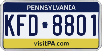 PA license plate KFD8801