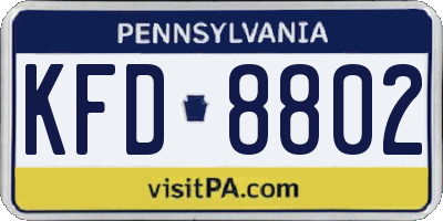 PA license plate KFD8802