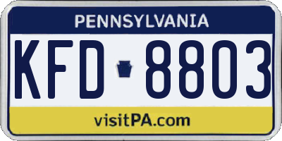 PA license plate KFD8803