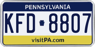 PA license plate KFD8807