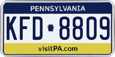 PA license plate KFD8809