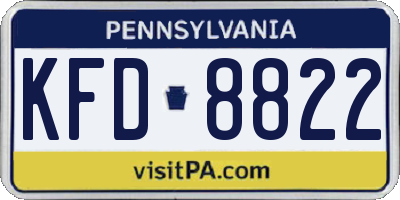 PA license plate KFD8822