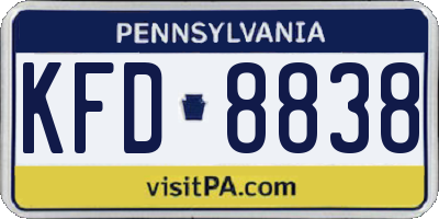 PA license plate KFD8838